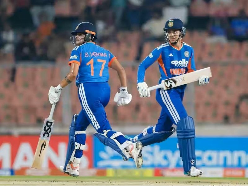 Smriti Mandhana makes 80, Shafali Verma hits 79 as India Women smash 221/2 against Sri Lanka Women in the fourth T20I of five-match series at the Greenfield International Stadium in Thiruvananthapuram on Sunday. Photo credit: BCCI