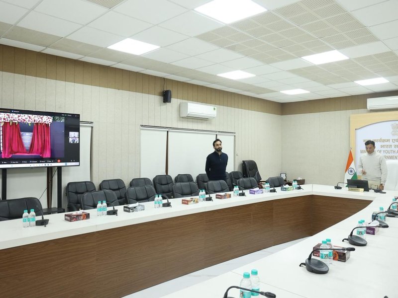 Sports Min Mandaviya virtually inaugurates foundation stone laying of high performance centre at SAI Bengaluru (Credit: SAI)