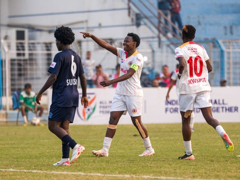 East Bengal go top of table after drubbing Nita FA 5-0 in the Indian Women’s League 2025-26 at the Kalyani Stadium in Kalyani, West Bengal, on Friday. Photo credit: IWL