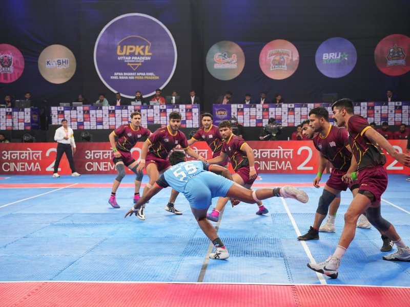 Ritik Sharma scripts history as Yamuna Yoddhas edge JD Noida Ninjas in season’s second tie-breaker of the tournament in the Uttar Pradesh Kabaddi League (UPKL) Season 2 at the Noida Stadium in Noida on Friday. Photo credit: UPKL