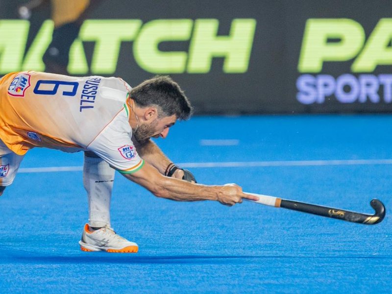 Kane Russell’s hat-trick powers HIL GC to dramatic 3-2 win over SG Pipers in a thriller in Men’s Hockey India League 2025-26 in Chennai on Monday. Photo credit: Hockey India