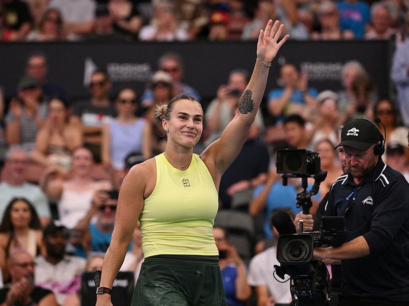 Aryna Sabalenka storms into third straight final at Brisbane International with win over Karolina Muchova in Brisbane on Saturday. Photo credit: tennis.com.au/X
