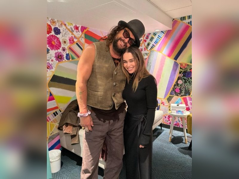 Emilia Clarke reunites with ‘dragon daddy’ Jason Momoa in New York