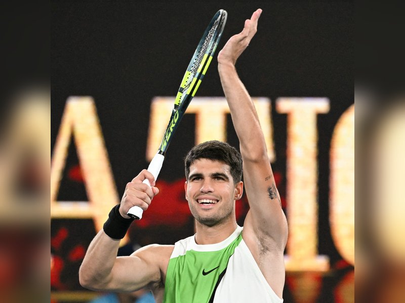 World No. 1 Carlos Alcaraz begins career grand slam quest with win against Adam Walton in first round of men's singles of the Australian Open 2026 in Melbourne on Sunday. Photo credit: Australian Open/X