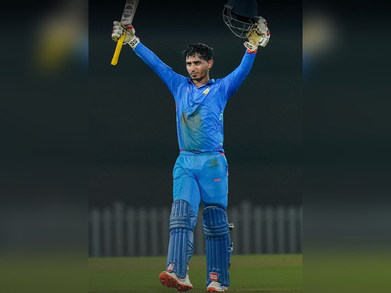 Vidarbha's Aman Mokhade becomes third batter to score 800 runs in a single season of the Vijay Hazare Trophy 2025-26, reaching the milestone in the final against Saurashtra in Bengaluru on Sunday. Photo credit: BCCI Domestic