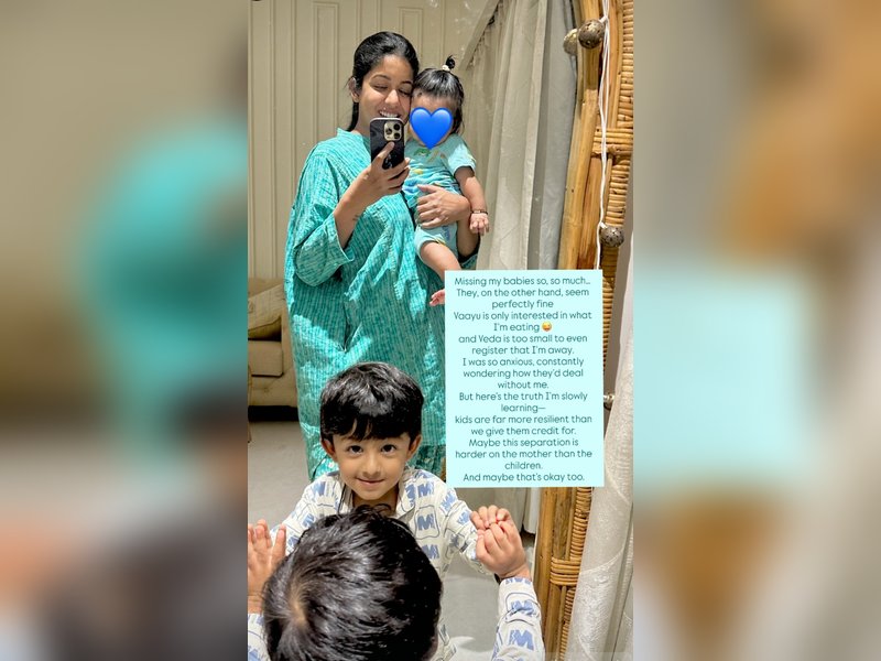 Ishita Dutta ‘can’t wait to hug her babies’ after being away for Drishyam 3 shoot 