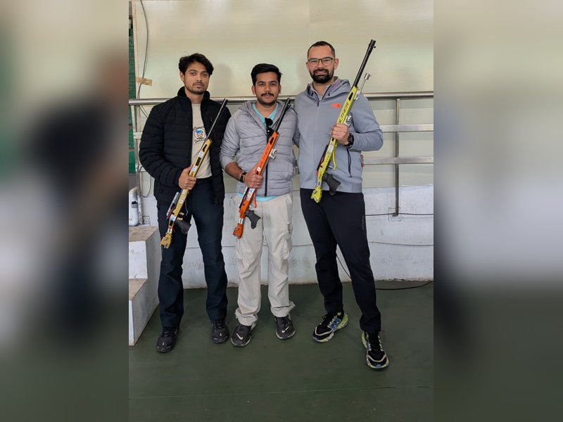 Manini Kaushik and Aishwary Pratap Singh Tomar top 50m rifle prone standings on the opening day of Group A National Selection Trials at the Dr. Karni Singh Shooting Range in New Delhi on Monday. Photo credit: NRAI