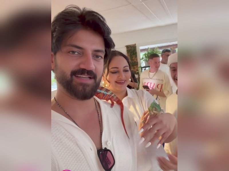 Sonakshi Sinha, Zaheer Iqbal flaunt chameleons crawling on them, actress calls it ‘amazing’