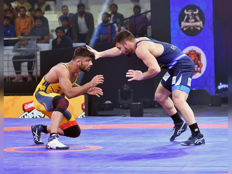 Harshita Mor inspires Maharashtra Kesari to hard-fought win over UP Dominators in the Pro Wrestling League (PWL) 2026 on matchday seven at the Noida Indoor Stadium in Noida on Wednesday. Photo credit: PWL