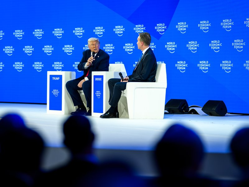 Trump's jokes, jabs, and ad-libs mark his day one at Davos