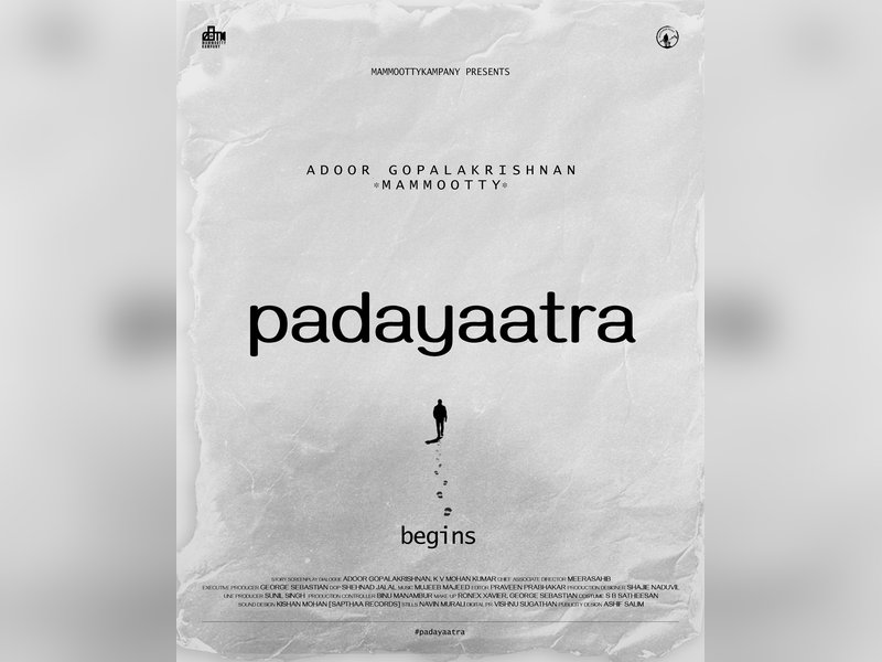 Mammootty's film with iconic director Adoor Gopalakrishnan titled 'Padayaatra' (Photo Credit: Mammootty/X)