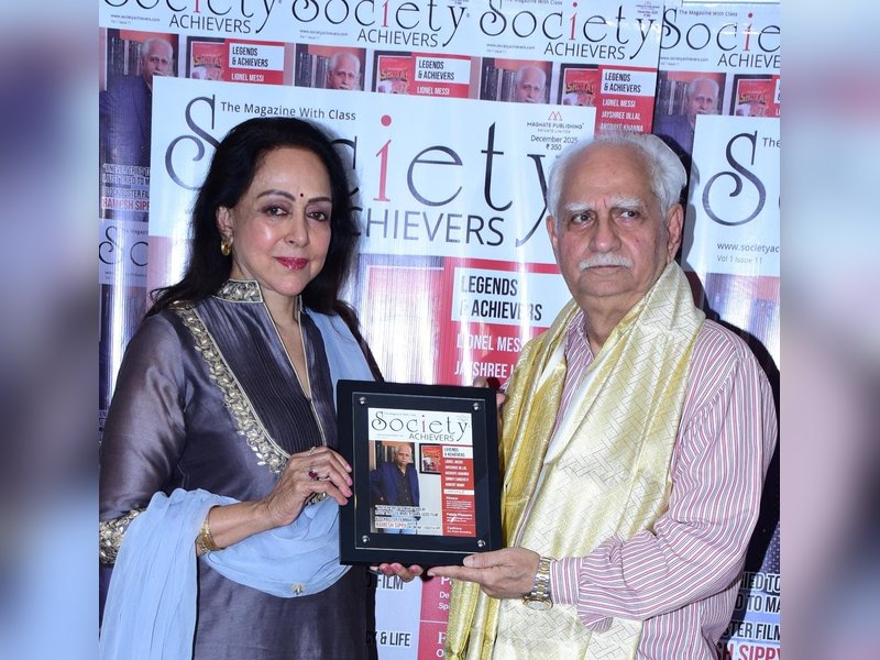 Hema Malini reunites with Ramesh Sippy to launch 'Society Achievers' cover marking 50 years of 'Sholay'