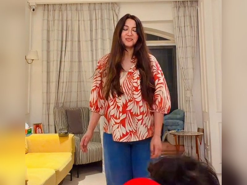 Gauahar Khan shares the mom edition of the popular 'Teri Dulhan Sajaungi' trend 