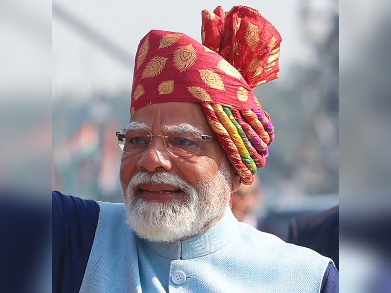 Prime Minister Narendra Modi waves to the gathering during the 77th Republic Day celebrations at Kartavya Path in New Delhi on Monday, January 26, 2026. (Photo: IANS/PMO)
