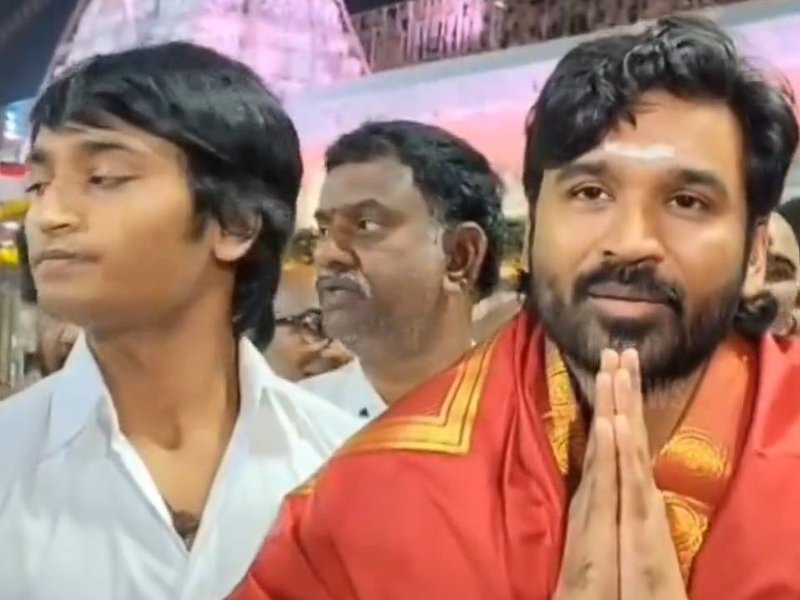 Dhanush offers prayers along with sons at Tirupati (Photo Credit: IANS/Video grab)