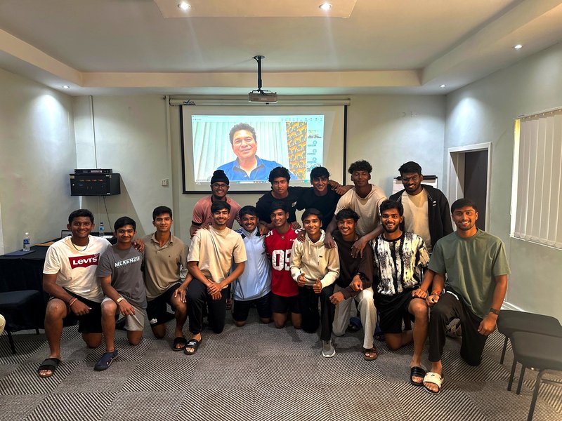 India Under-19 team interact with Tendulkar ahead of key WC clash against Pakistan (Credit: X/BCCI)