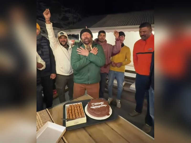 Sunny Deol sings 'Happy Border to Me' during a fun celebration with his team