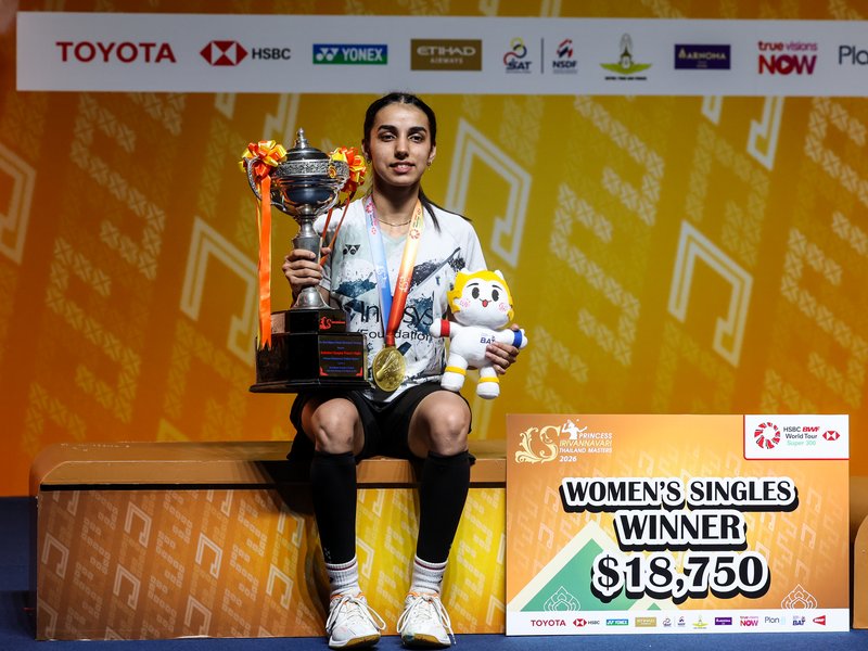 Devika Sihag wins maiden Super 300 title after her opponent Goh Jin Wei retires in the final in Bangkok on Sunday. Mandatory Picture Credits: Badminton Photo