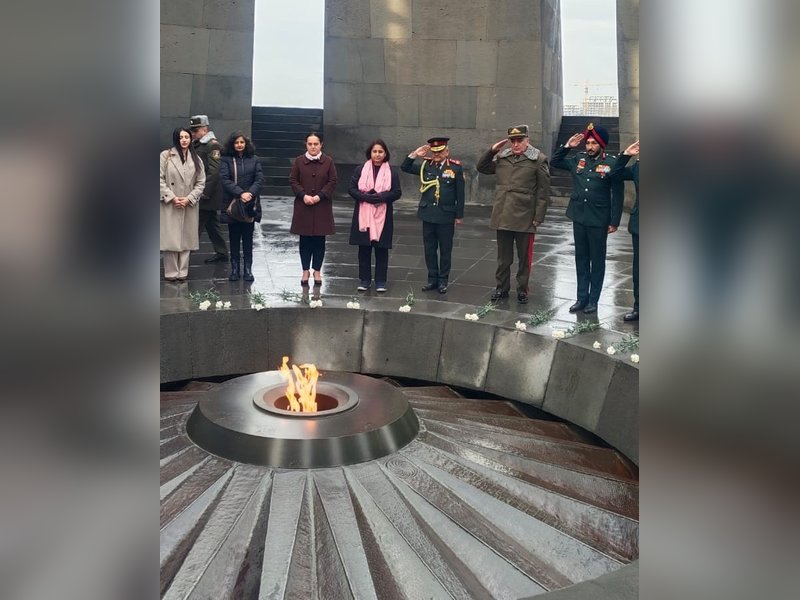 CDS Gen Anil Chauhan lays wreath at Armenian Genocide Memorial in Yerevan