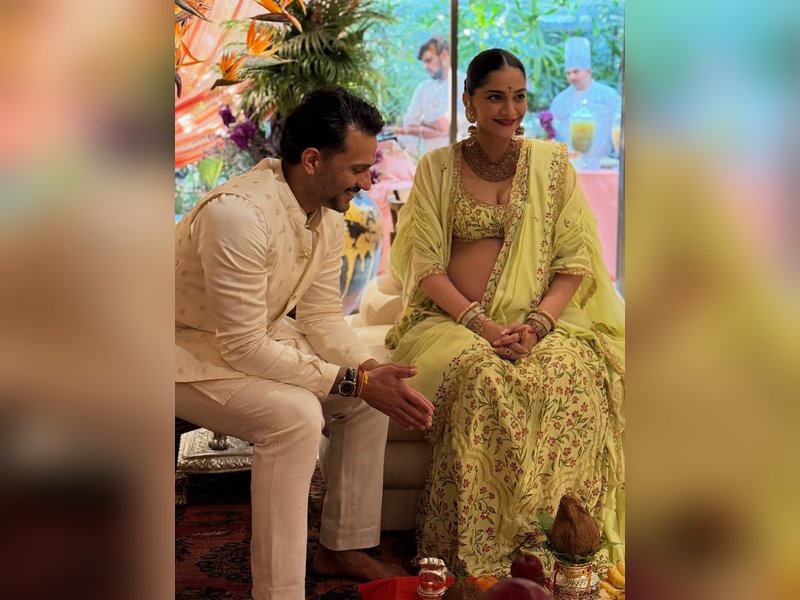 Anshula shares a glimpse of sister Sonam Kapoor performing baby shower 'pooja' with husband