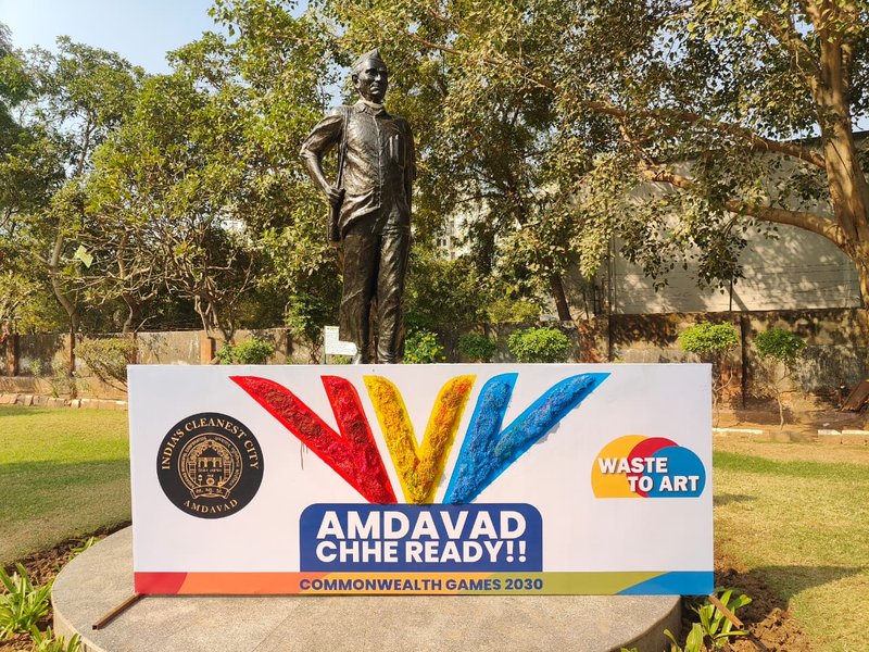 अहमदाबाद: 1200 किलो बेकार पतंग की डोर से ‘कॉमनवेल्थ गेम्स-2030’ का लोगो किया गया तैयार