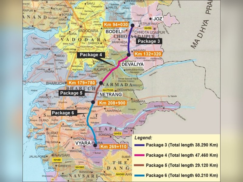 कैबिनेट ने गुजरात में एनएच 56 के धमासिया-बिटदा और मूवी एवं नासरपोर-मालोथा हिस्से को फोर-लेन में अपग्रेड करने की दी मंजूरी
