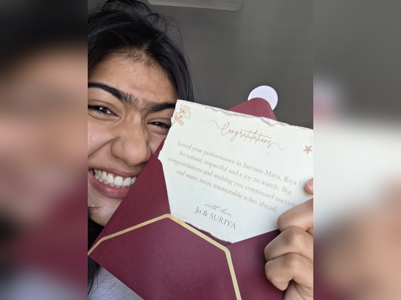 Suriya, Jyothika compliment Riya Shibu for Sarvam Maya; actress says she is 'over the moon'  (Photo Credit: Riya Shibu/X)