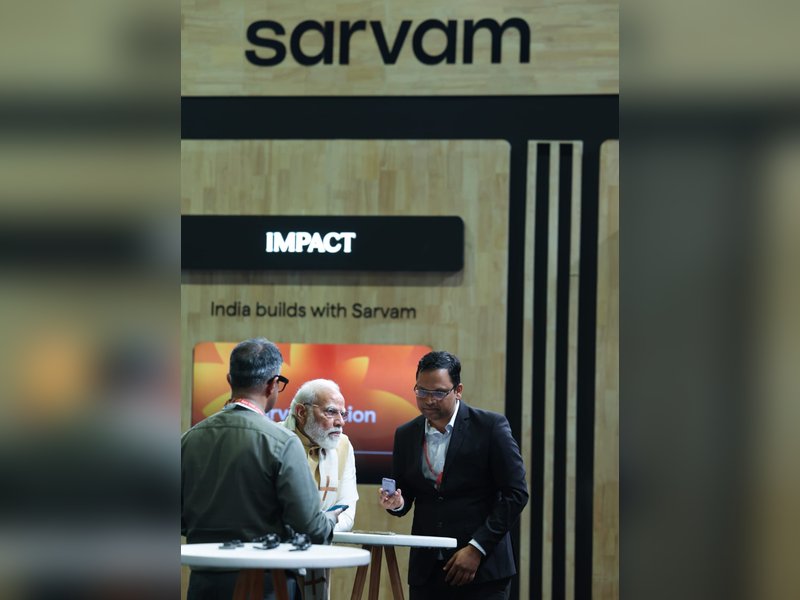 PM Modi views Sarvam AI demo on HMD feature phones at India AI Impact Summit 2026