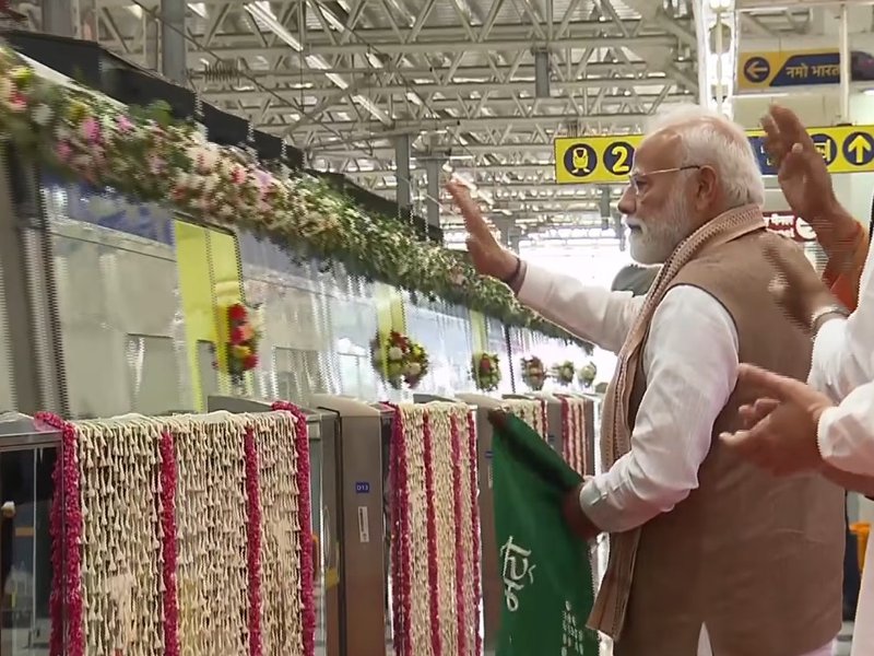 PM Modi flags off Meerut Metro, Namo Bharat Train in UP's Shatabdi Nagar station