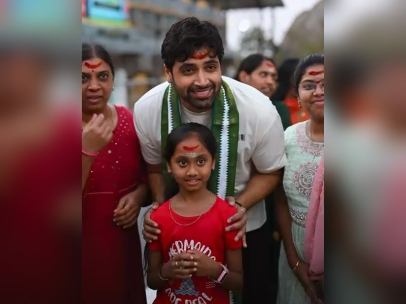 Adivi Sesh seeks blessings at Bhadrakali Temple in Warangal 