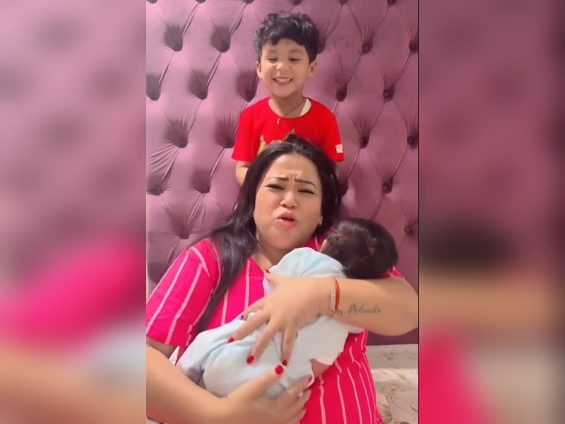 Bharti Singh shares a glimpse of newborn baby Kaju's face, says he looks like Gola