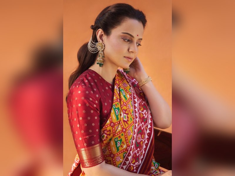 Kangana Ranaut stuns in a traditional vibrant Patola saree 