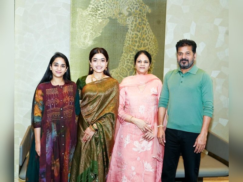 Rashmika Mandanna meets Telangana CM Revanth Reddy, receives special gift