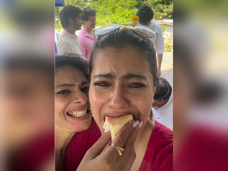 Kajol asks 'my birthday or your?' as sister Tanishaa force feeds her cake