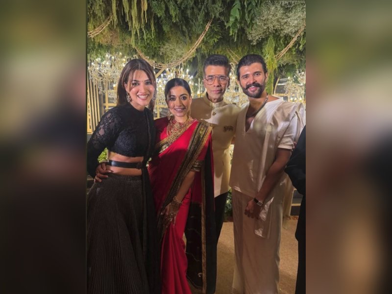 Karan Johar thanks Kriti Sanon for being his “support poser” at Rashmika-Vijay’s grand Hyderabad reception