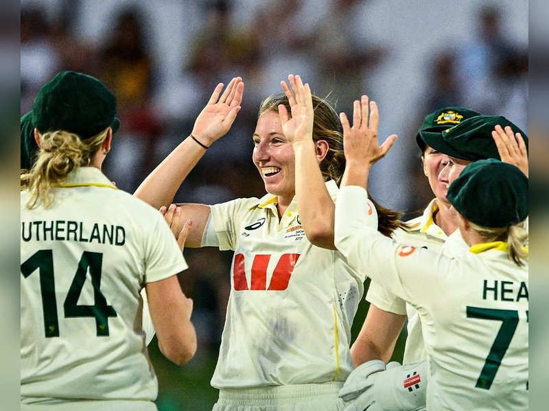 Lucy Hamilton and Annabel Sutherland star as India stare at huge loss against Australia in the one-off Pink-ball Test at the WACA Ground in Perth on Saturday. Photo credit: cricket.com.au/x