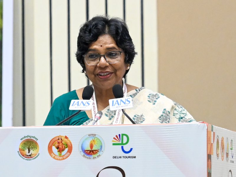 New Delhi: Chairperson of the National Commission for Women Vijaya Kishore Rahatkar speaks during the National Conference of Women Thinkers, ‘Bharati-From Nari to Narayani,' in New Delhi on Saturday, March 07, 2026. (Photo: IANS/Deepak Kumar)