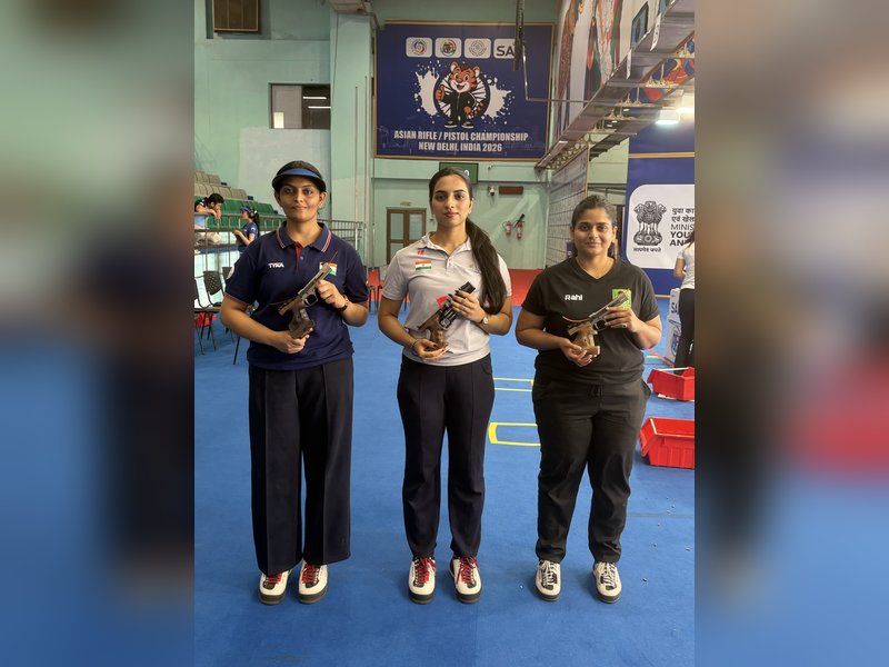 Arshdeep Kaur wins 25m Pistol T3 final in the National Selection Trials (Group A) at the Dr. Karni Singh Shooting range in New Delhi on Sunday. Photo credit: NRAI