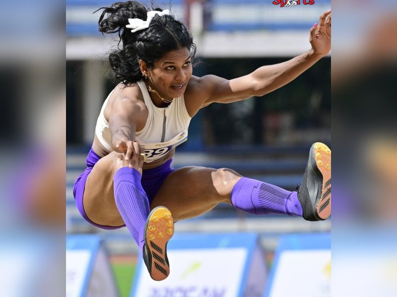 Rising female long jumper Mubassina Mohammed wins long jump gold medal in the Fifth Indian Open Jumps Competition at the Anju Bobby George Foundation Campus in Bengaluru on Sunday. Photo credit: AFI