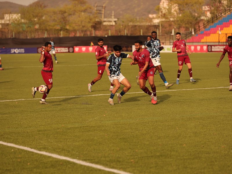 Amadou Soukouna’s strike helps Rajasthan United edge Real Kashmir to 1-0 defeat in the Indian Football League (IFL) 2025-26 at the Vidhyadhar Nagar Stadium in Jaipur on Tuesday. Photo credit: AIFF 