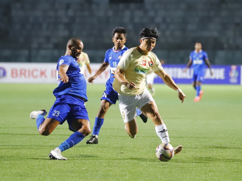 Phrangki Buam's brace powers Shillong Lajong to top of table in the Indian Football League 2025-26 at the Rajiv Gandhi Stadium on Thursday. Photo credit: AIFF