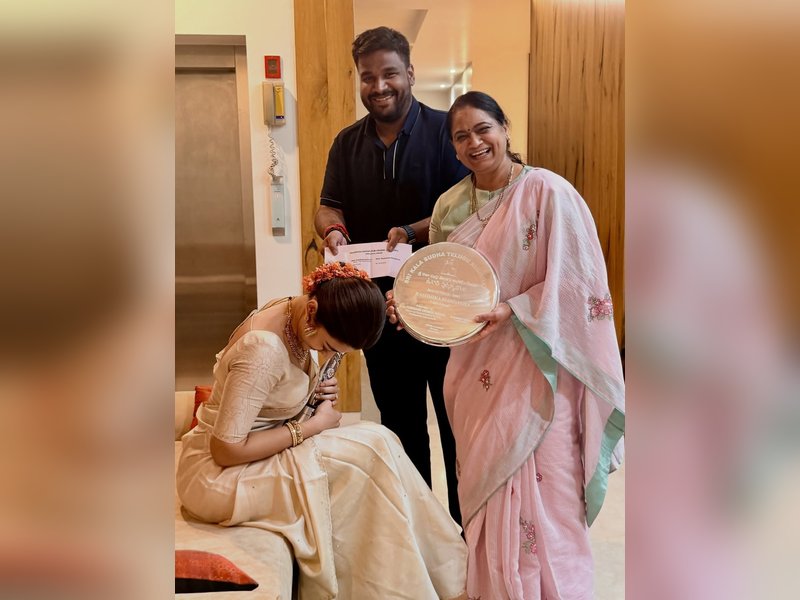 Rashmika Mandanna's mother-in-law proudly flaunts her Telangana Gaddar Film Award 