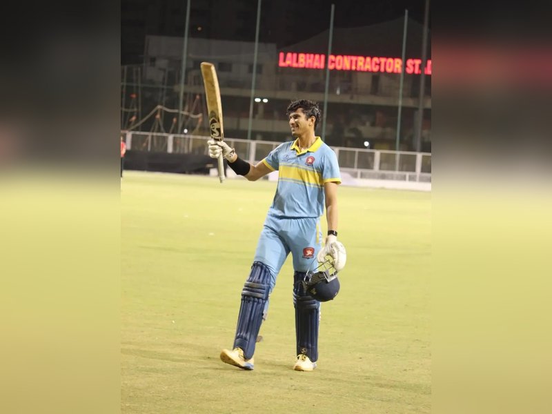 Gujarat's Aarya Desai smashes 193 off 81 balls in T20 tourney in Surat; considered highest individual score in the format. Photo credit: GCA's Instagram handle
