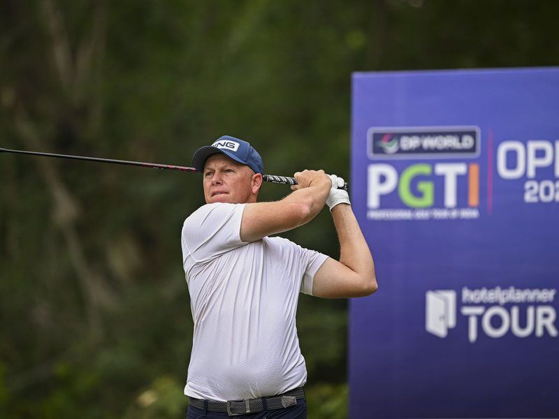 MJ Daffue and Rashid Khan share two-stroke advantage on Day 2 of the DP World PGTI Open at Classic Golf and Country Club in Nuh (Haryana) on Friday. Photo credit: PGTI
