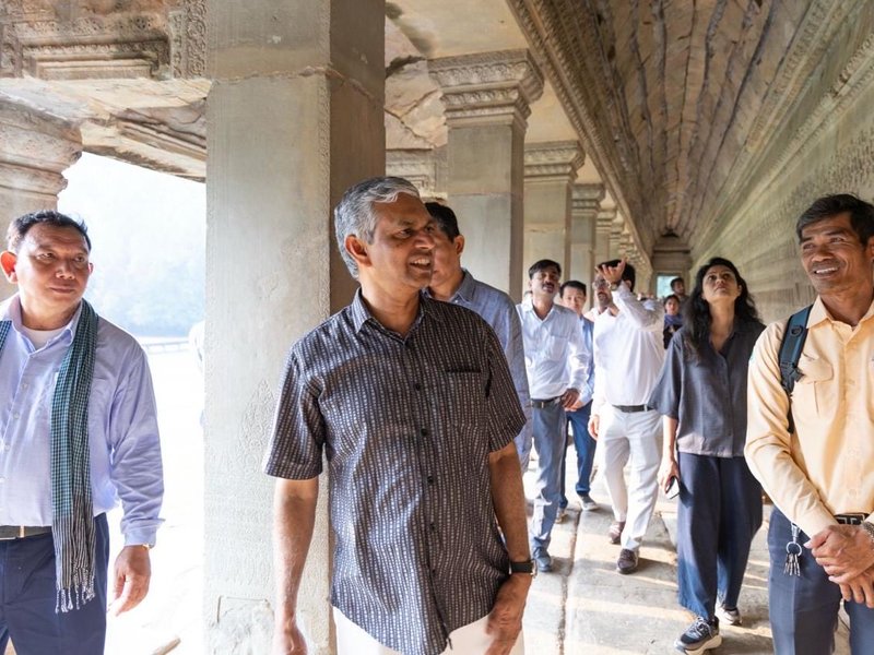 MEA Secretary P Kumaran visits Ta Prohm Temple and Angkor Wat Temple in Cambodia