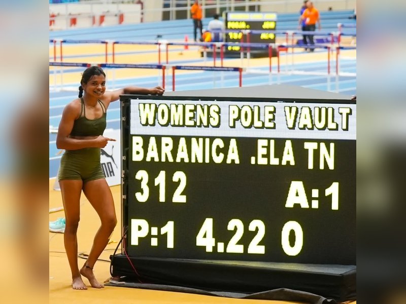 नेशनल इंडोर एथलेटिक्स: पोल वॉल्टर बारानिका एलंगोवन ने 4.22 मीटर के साथ बनाया नेशनल रिकॉर्ड