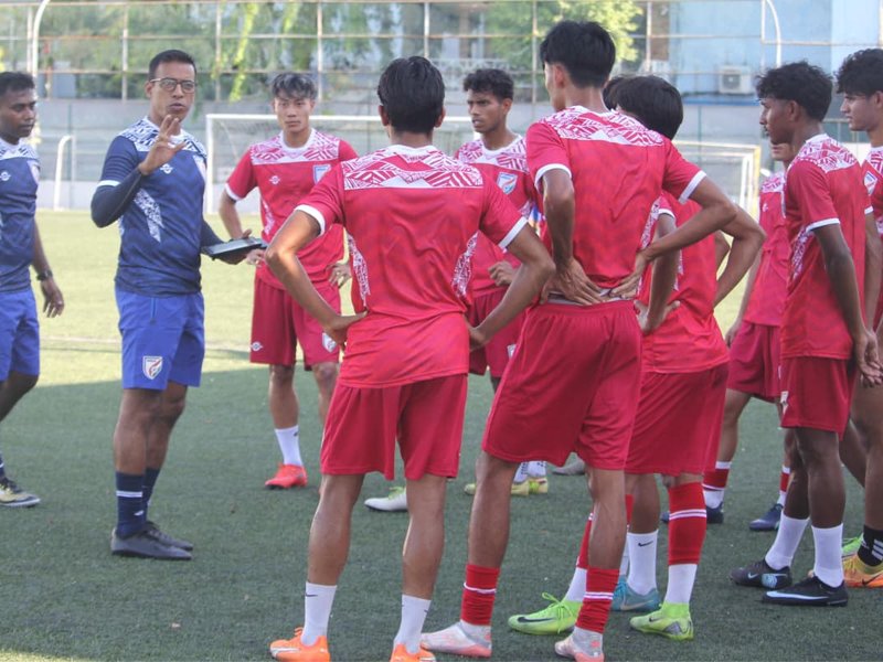 India set to begin their campaign against rivals Pakistan in the SAFF U20 Football Championship at the National Football Stadium in Malé, Maldives, on Thursday.  Photo credit: AIFF