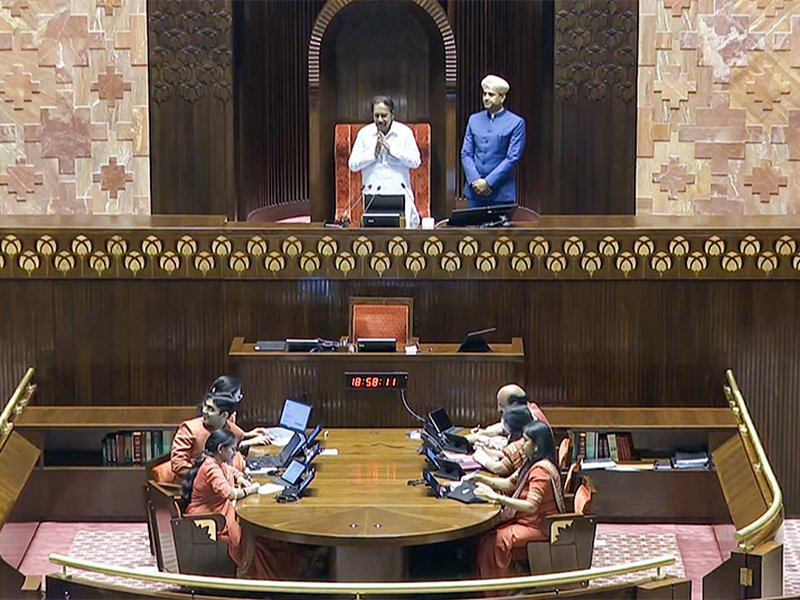 New Delhi: Presiding Officer M. Thambi Durai conducts the proceedings of the house during the second part of the Budget Session of Parliament in New Delhi on Wednesday, March 25, 2026. (Photo: IANS/Video Grab/Sansad TV)