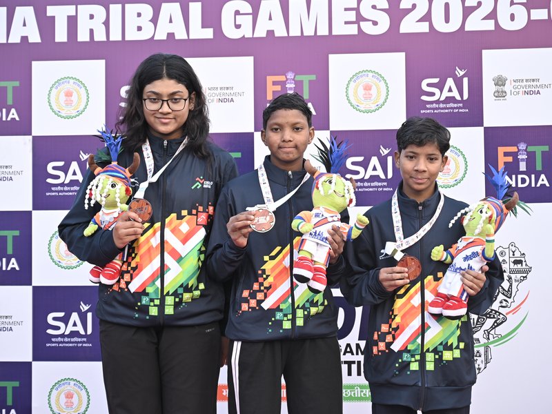 Five-star Manikanta dominates swimming for Karnataka; Odisha’s Anjali Munda completes golden hat-trick on the second day of the Khelo India Tribal Games (KITG) 2026 in Raipur on Thursday. Photo credit: 