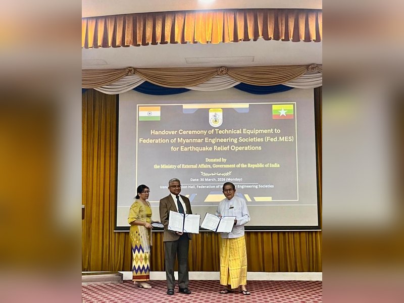 India hands over post-earthquake building inspection equipment to Myanmar
